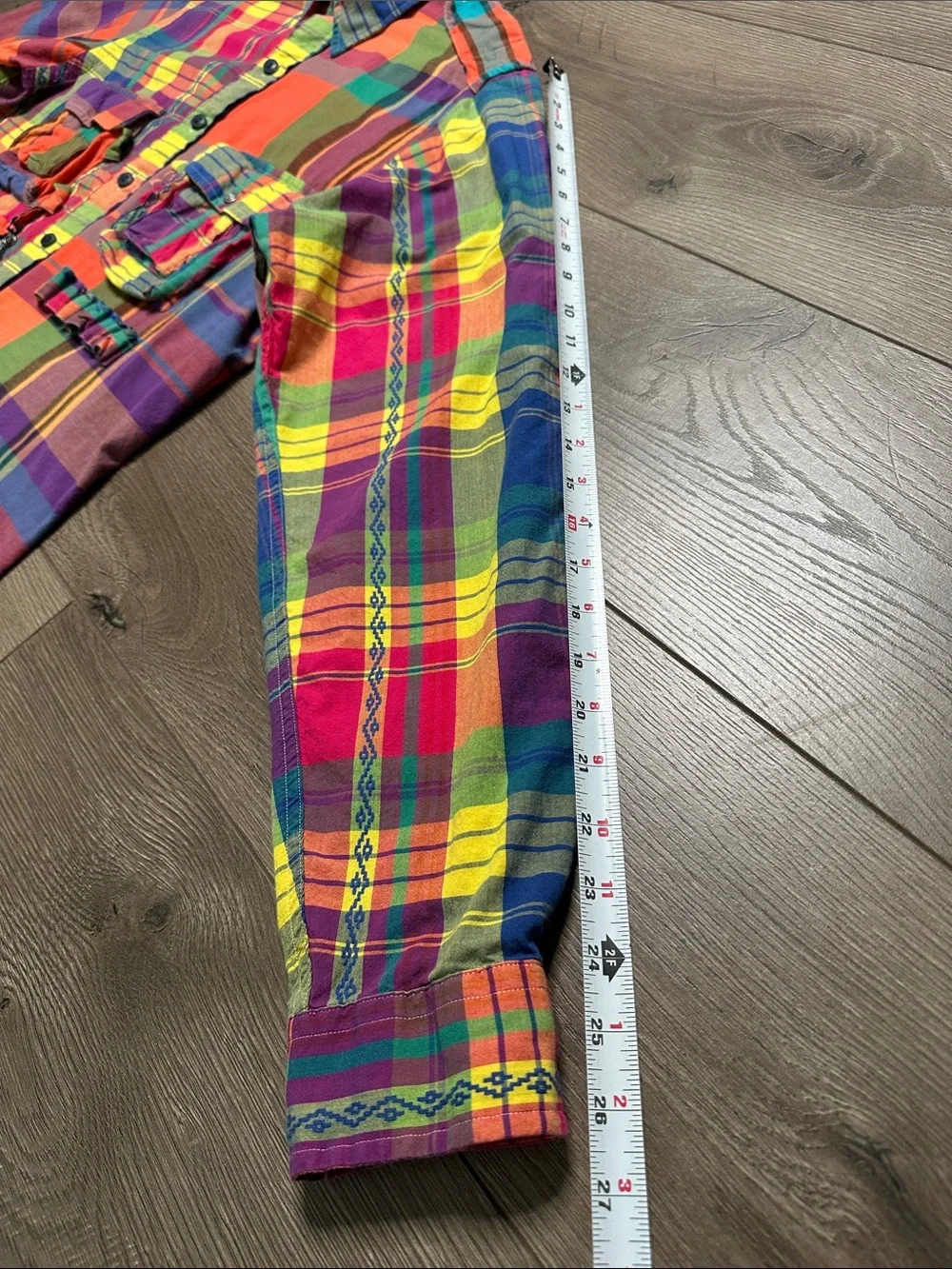 Polo‎ Ralph Lauren Madras Fun Overshirt Utility Patchwork Multi Long Sleeves LT